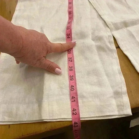 Linen wide leg flowing pants with belt, new without tag, size small - Picture 3 of 12